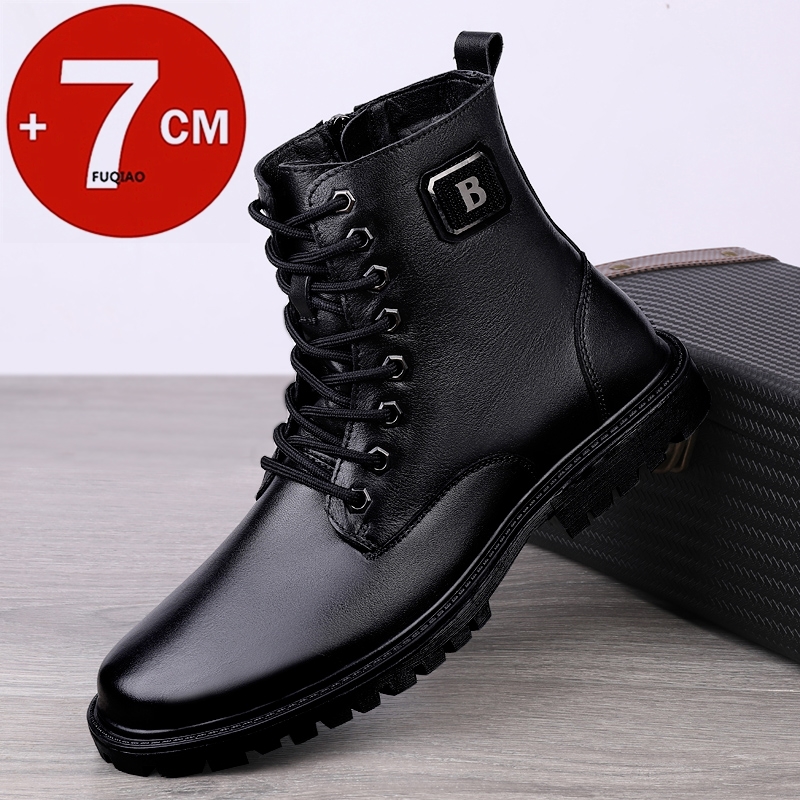 Men'S Shoes Hey Dude - Men's Genuine Leather Elevator Boots Winter