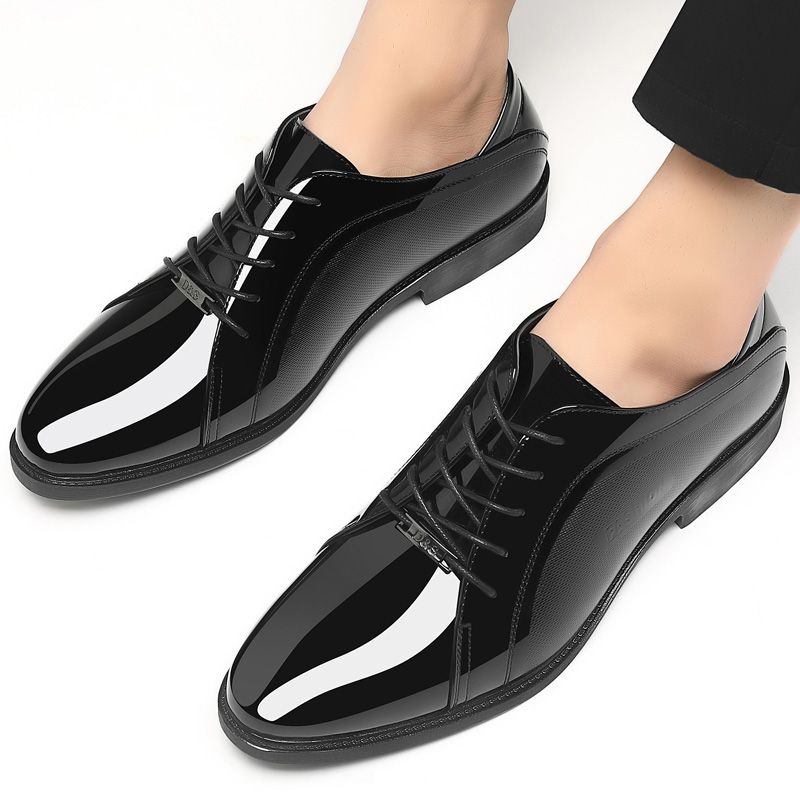 Men Shoes On Clearance - Bright Upper Black Social Shoe Male