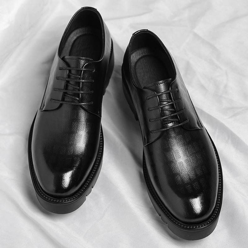 Men Shoes Official - Men's Thick-Soled Low-Cut Business Formal Leather