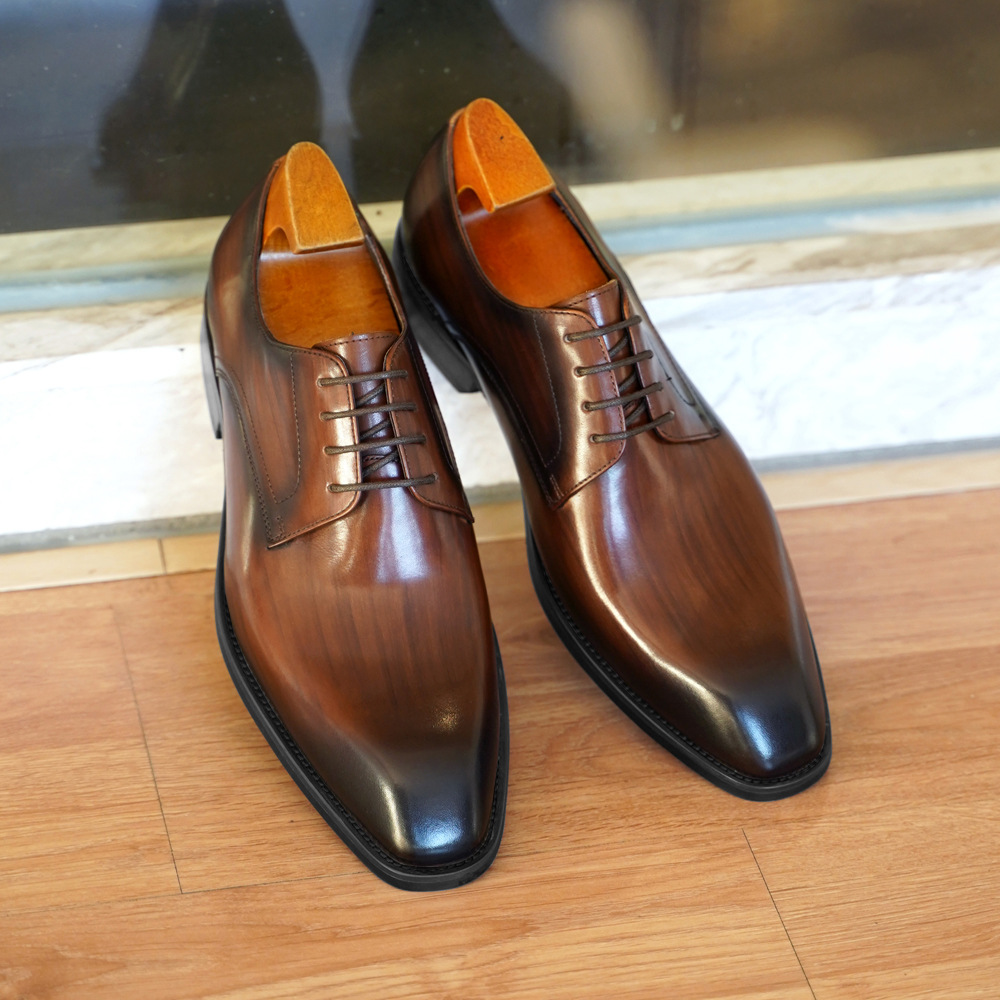 Men Shoes Official - Men's Business Casual Shoes Distressed Wood