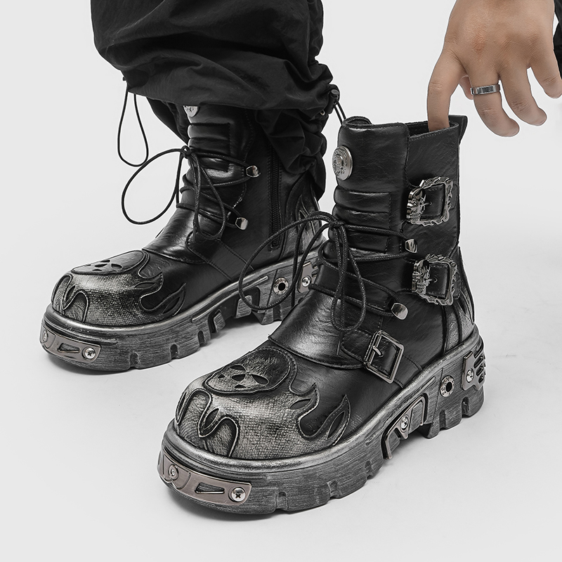 Punk Style Retro Cool Skull Fl - Men'S Shoes Height Increase recension och pris